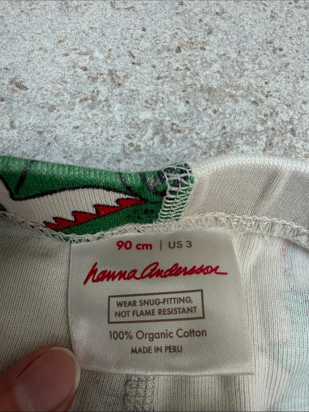 Hanna Andersson Long Johns, Dragon Print, Cream & Green ($5 with any bundle)